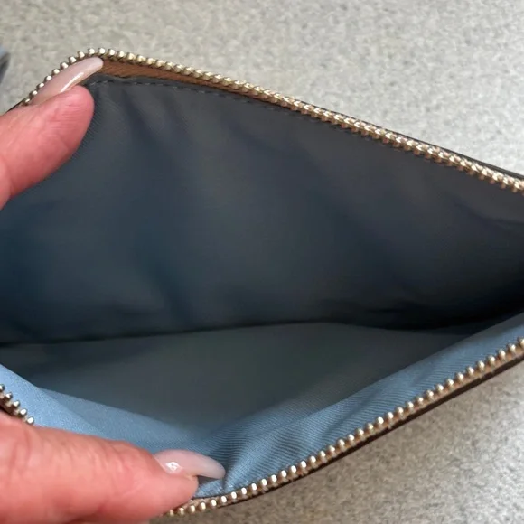 Coach Beige and Light Blue Wristlet - Picture 3 of 4